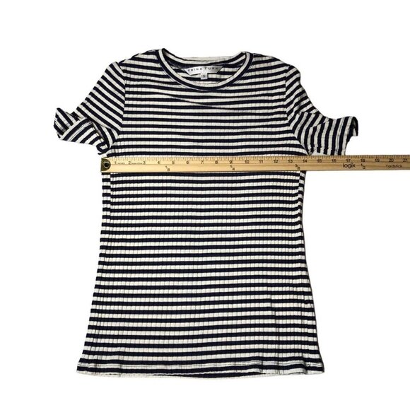 Trina Turk Blue and White Striped Short Sleeve Top Size Small - Picture 4 of 6